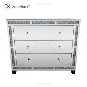 Armário de armário espelhado com diamantes para decoração de casa WXF-856 com gavetas muti