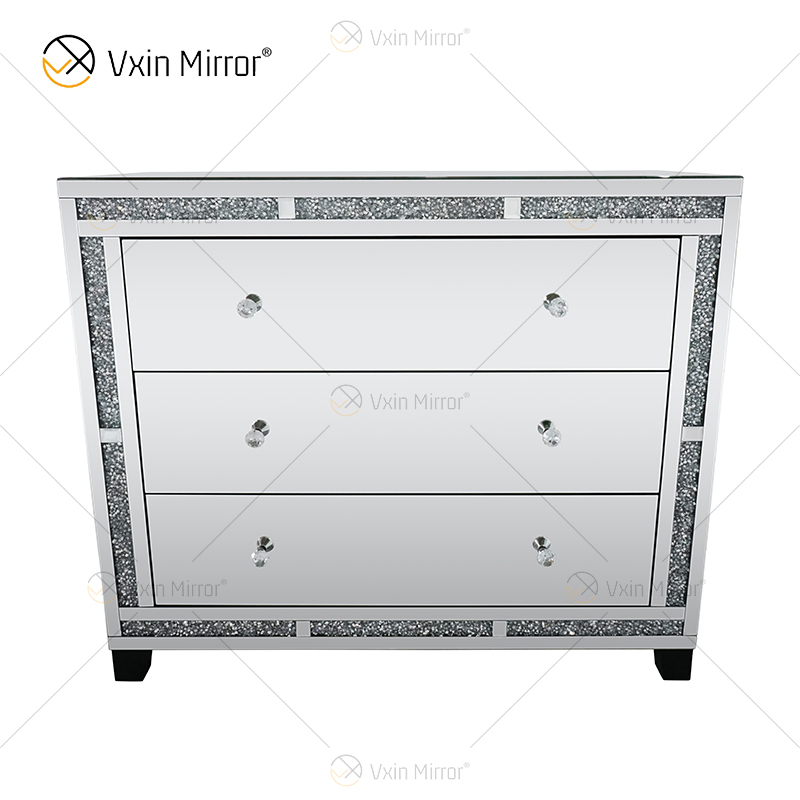 Armário de armário espelhado com diamantes para decoração de casa WXF-856 com gavetas muti