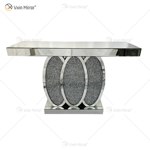 Novo design WXF-244 cristal espelho console mesa hall prata para venda