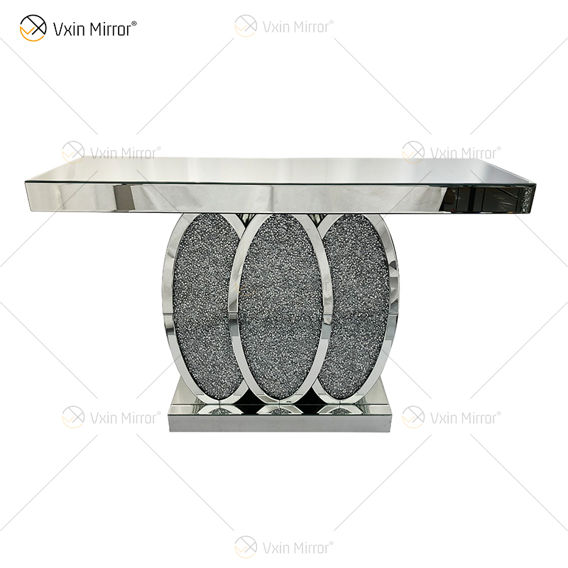 Novo design WXF-244 cristal espelho console mesa hall prata para venda