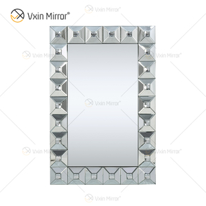 Decoração de casa WXM-1007 espelho de parede moderno retangular cristal prata