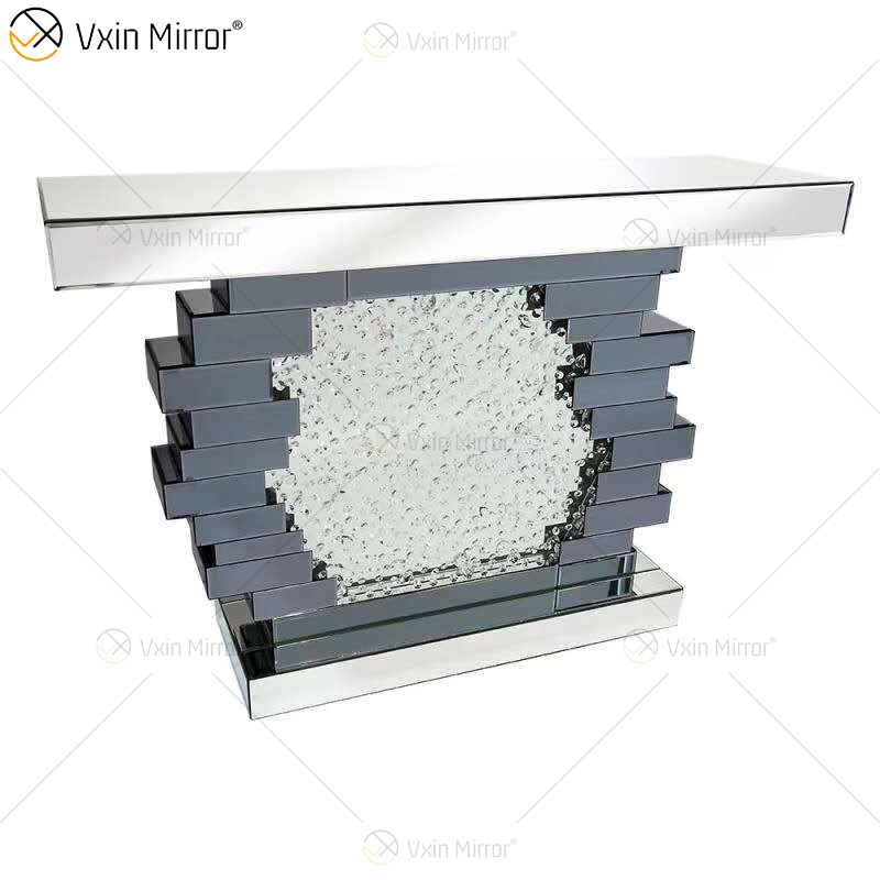 China fornecimento de alta qualidade barato luxo elegante cristal diamante esmagado mesa de console espelhada para móveis de sala de estar WXF-506