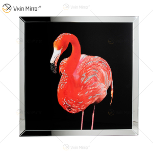 Vxin WXMA-57 Cristal Porcelana Pintura Resina Flamingo Moldura Coberta Espelho Decorativo Arte de Parede
