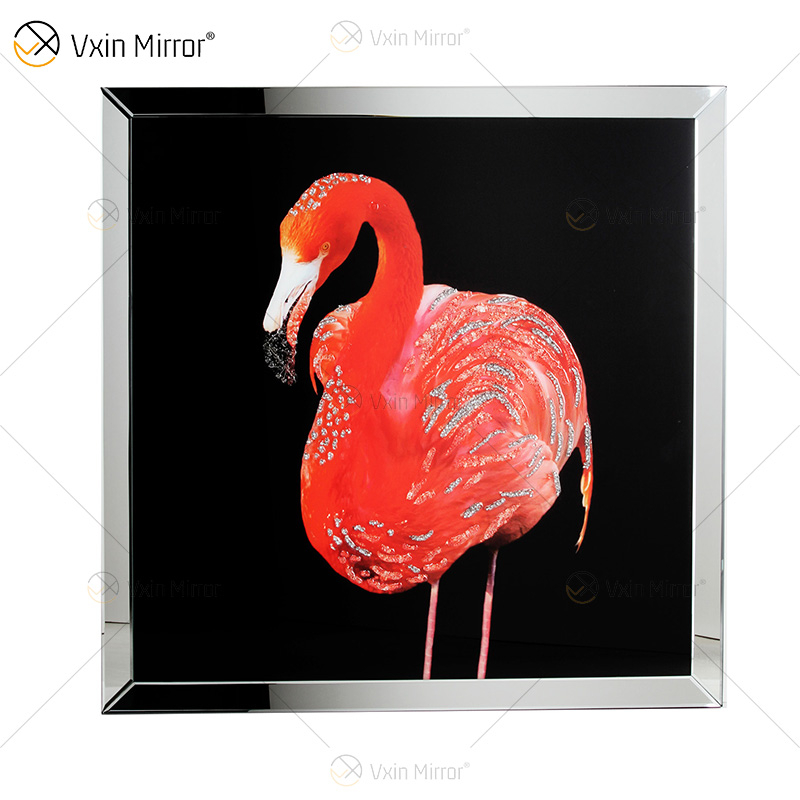 Vxin WXMA-57 Cristal Porcelana Pintura Resina Flamingo Moldura Coberta Espelho Decorativo Arte de Parede