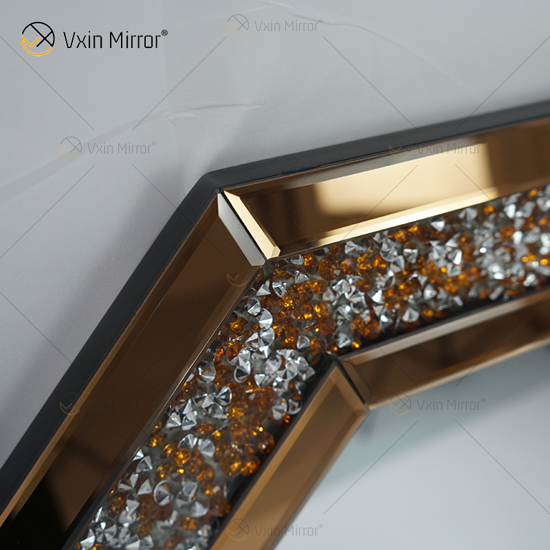 Crystal Crush Diamond Silver Espelho Octogonal Prata para Decoração de Parede Pendurar Moldura Menos Espelho Decoração Diamante WXM-1780