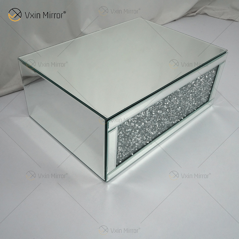 Vxin Factory Supply WXF-153 Prata Decoração de Parede Prata Diamante Esmagado Prateleira de Parede Retangular