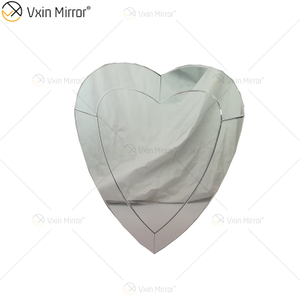 Espelhos suspensos de parede 3D em forma de coração sem moldura moderno design de borda chanfrada espelho banheiro quarto espelho de maquiagem WXM-2090