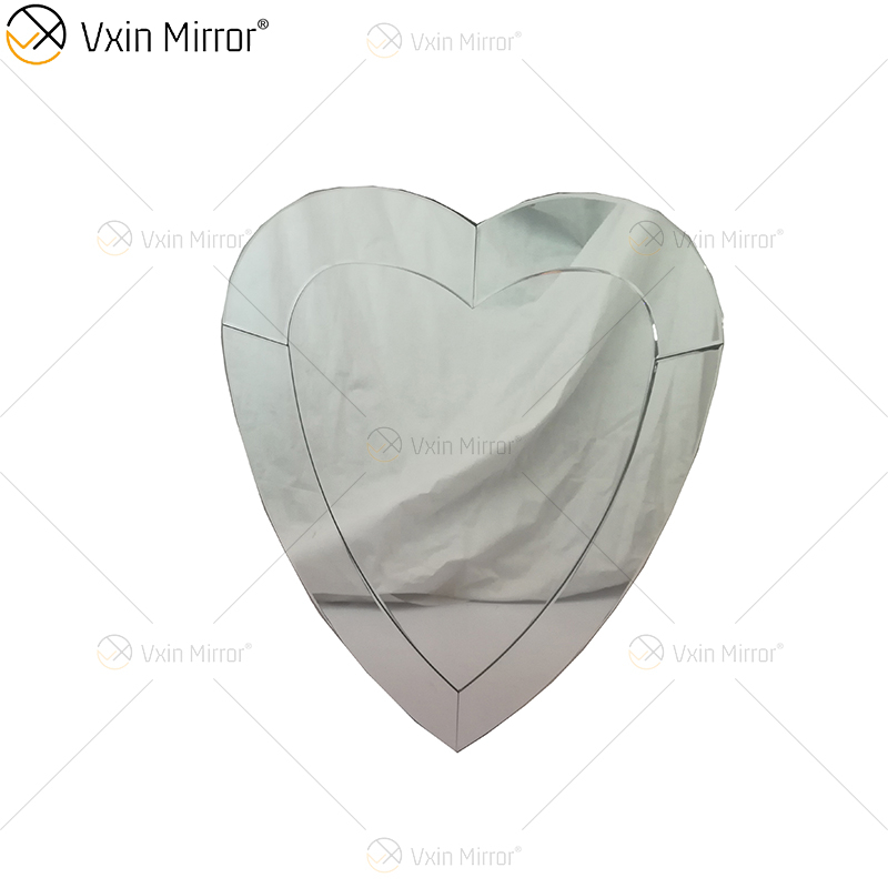 Espelhos suspensos de parede 3D em forma de coração sem moldura moderno design de borda chanfrada espelho banheiro quarto espelho de maquiagem WXM-2090