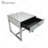 Mesa de cabeceira para móveis de vidro acrílico prateado moderno WXF-139-2 com gavetas mesa de cabeceira espelhada para quarto
