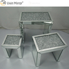 Venda imperdível ZH056 Mesa Lateral Quadrada Moderna Combinada Vidro Prata Com Cristal Diamante Mesa Lateral Espelho Sala De Estar