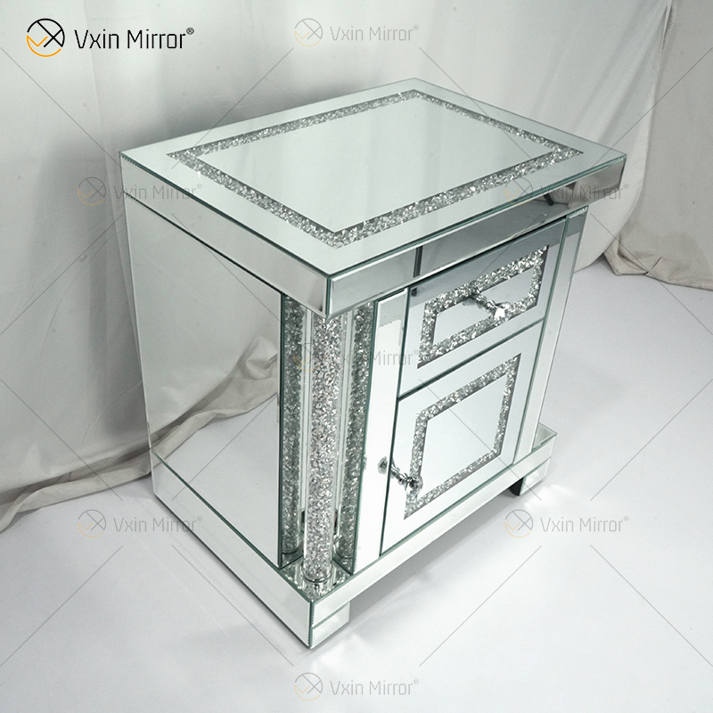Vxin Espelho WXWF-144 Móveis espelhados Mesinha de cabeceira espelhada Mesa de cabeceira Armário mesa de cabeceira com 2 gavetas