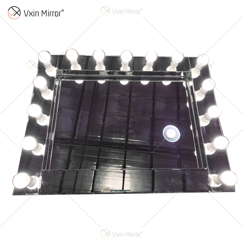 Espelho de penteadeira iluminado com cristal prateado Vxin WXDL-101 LED estilos venezianos com 15 lâmpadas