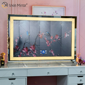 Vanity Hollywood LED com Bluetooth WXDL-1208 Cristal Areia Tampo de Mesa Oval Estilo Decorativo Espelho de Maquiagem para Conjuntos de Quarto