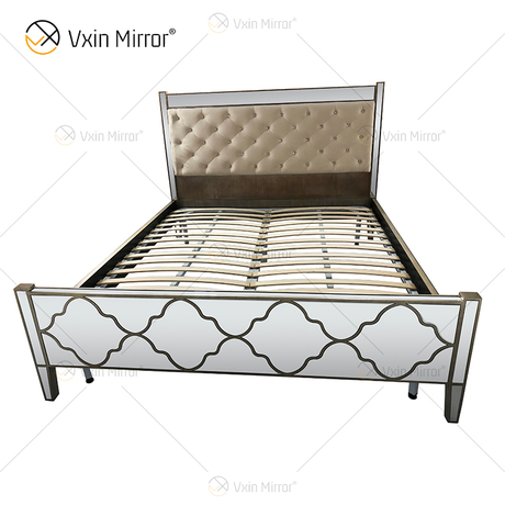 Vxin Espelho Móveis Antigos WXWF-1084 Grace Ouro Prata Luxo Espelhado Cama King