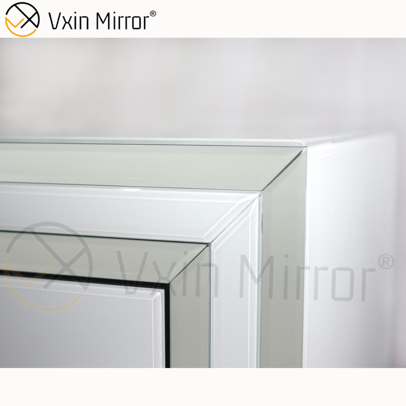Mobília de quarto moderna mesa de cabeceira espelhada sofá de canto com gavetas personalizadas WXF-787