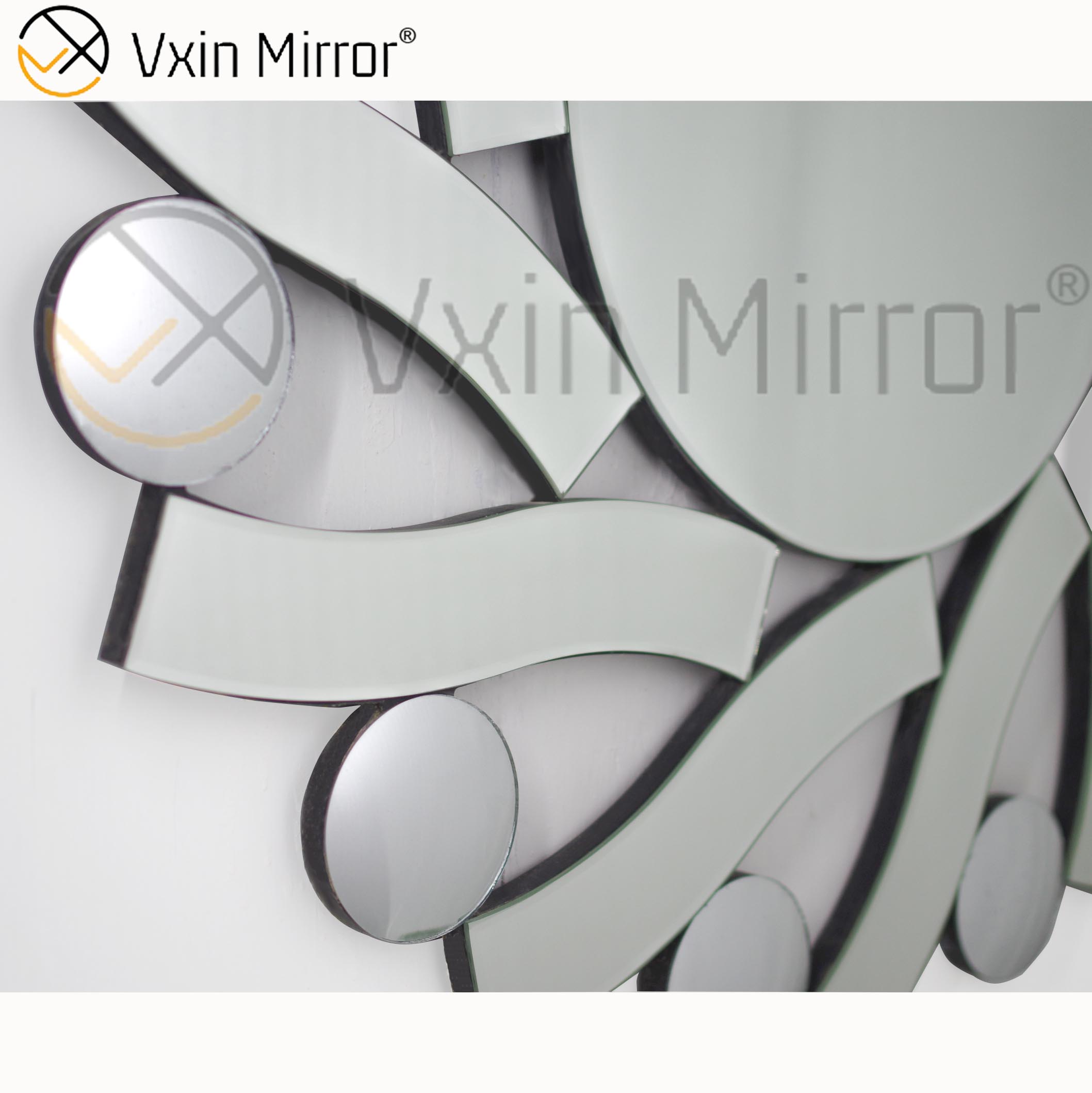 3D Elegante Vxin Moderno WXM-1016 Prata Redondo Espelho Fantasia Arte de Parede