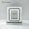 Novo design de fábrica WXMC-080 cristal prata espelho retangular relógio de mesa