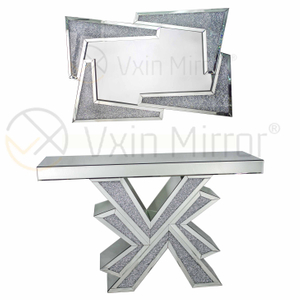 Bom fornecedor Vxin Home Decor V Móveis Prateados Modern Crush Diamond Console Mesa Com Espelho Moderno