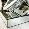 WXWF-128 Decoração de casa Cristal Prata Vidro Móveis Mesa Lateral Espelhada