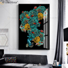 Luxo Moldura de Alumínio Cristal Pintura Em Porcelana Sofá Fundo Pendurado na Parede Pintura Espelho Arte na Parede Decoração da Sala de Estar