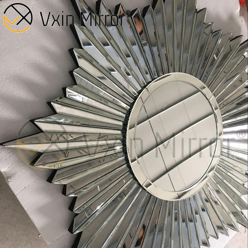 Decoração de parede 3D extravagante WXM-1652 prata elegante espelho pendurado na parede