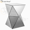 Mesa de cabeceira espelhada com tampo redondo de design moderno mesa de cabeceira de bloco de cristal mesa de console de cristal para sofás WXWF-953