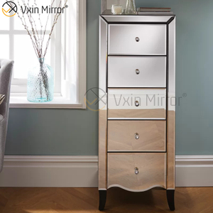 Mesa de cabeceira Vxin WXF-007 Elegante Sala de Estar Vidro Prata Cristal Mesa Lateral Mesa de Cabeceira Espelhada
