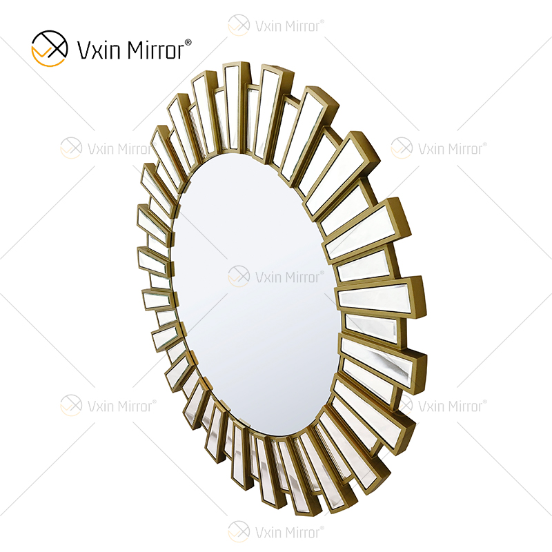 Moldura de vidro espelho redondo veneziano de parede WXM-2484 Decoração de casa adesivo de parede interior para banheiro