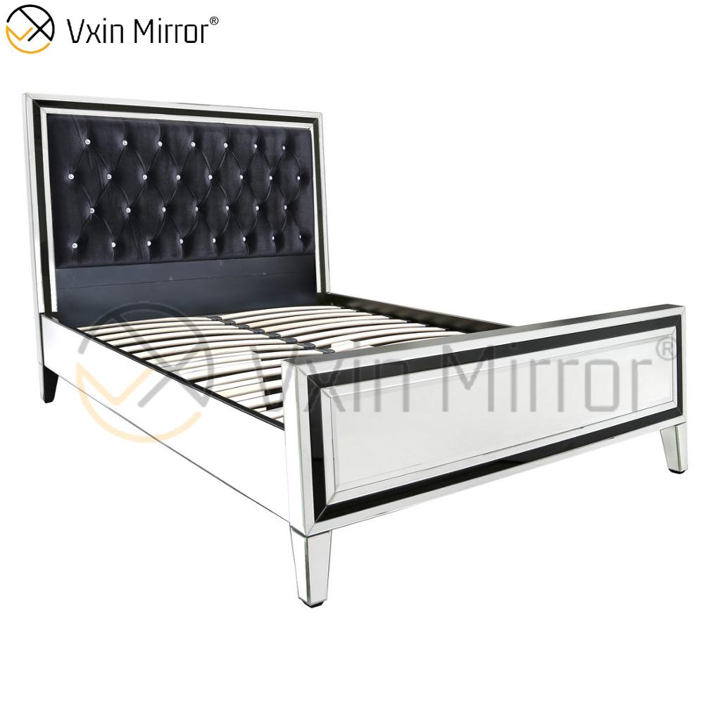 Espelho Vxin Móveis WXWF-1081 Moldura Preta Vidro Prata Espelhado Cama King Cama Espelho