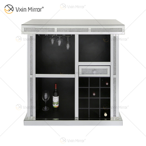 Armário de vinho alto Vxin Home Decor WXF-142 prata espelhado triturado diamante com uma gaveta