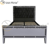 Móveis de espelho WXWF-698 baratos no quarto prata e preto espelhado cama estilo moderno