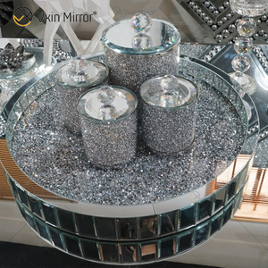 Decoração de casa jarra de cristal espelhado diamante para mesa de café sofá espelho mesa lateral WXMT-015