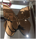 Moderno Duas Cores Prata Marrom Espelhado Borboleta 3d Espelho Arte de Parede Decoração de Casa Moldura de Parede em Móveis de Sala de Estar WXM-1097