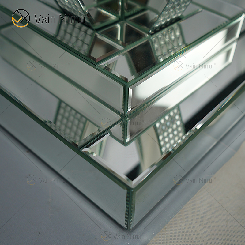 Mesa de console de vidro espelhado única e moderna, mesa de destaque para sala de estar, hall de entrada, decoração de casa WXF-294