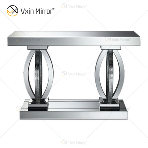 Mesa de console de vidro espelhado única e moderna, mesa de destaque para sala de estar, hall de entrada, decoração de casa WXF-294