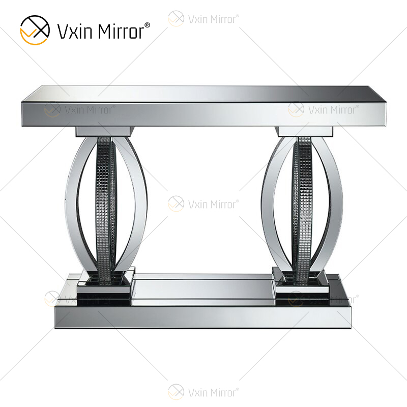 Mesa de console de vidro espelhado única e moderna, mesa de destaque para sala de estar, hall de entrada, decoração de casa WXF-294