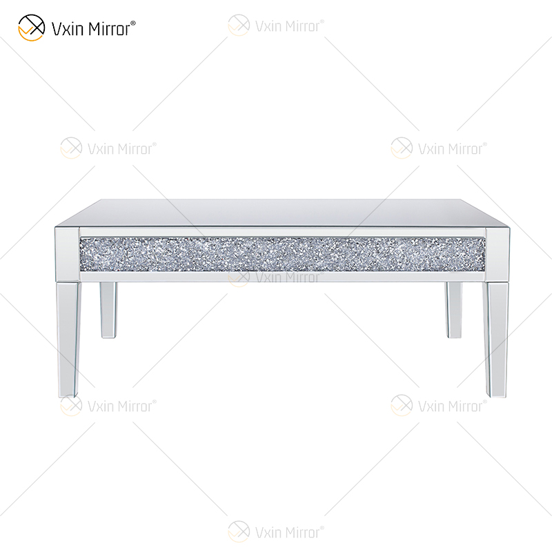 Mesa lateral personalizada Vxin WXF-170 diamante esmagado mesa de centro de prata caseira