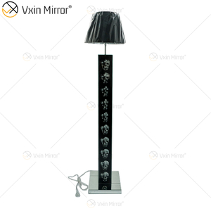 Lâmpada de chão de cristal prateado estilo gótico WXFL-027 com abajur para lâmpada de espelho de hotel