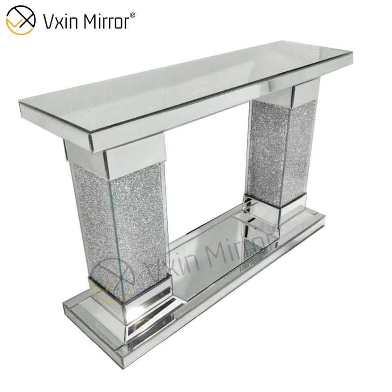 Venda imperdível de fábrica antiga moderna mesa de corredor WXF-082 cristal prata espelho espelho estreito mesa console