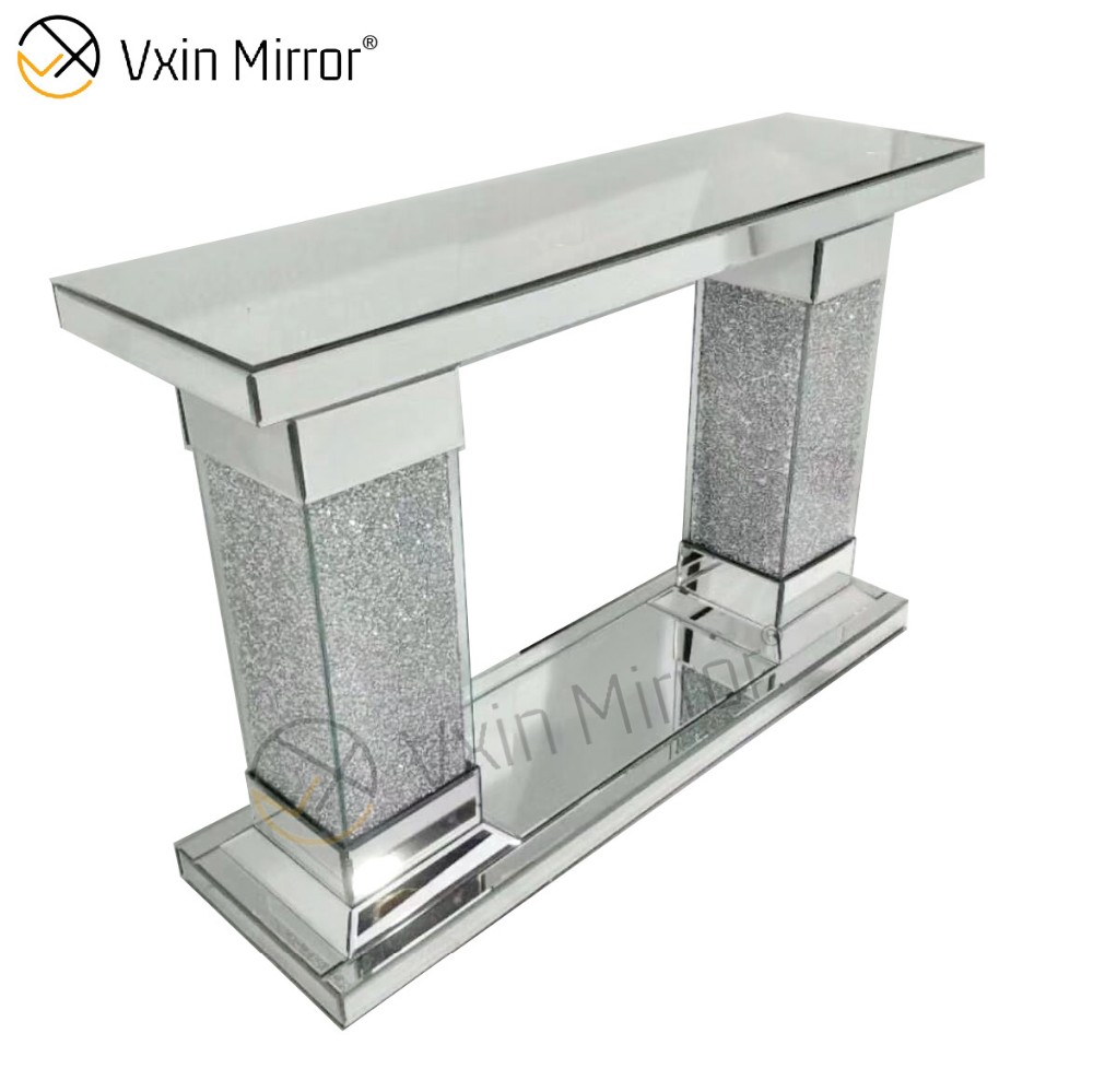 Venda imperdível de fábrica antiga moderna mesa de corredor WXF-082 cristal prata espelho espelho estreito mesa console