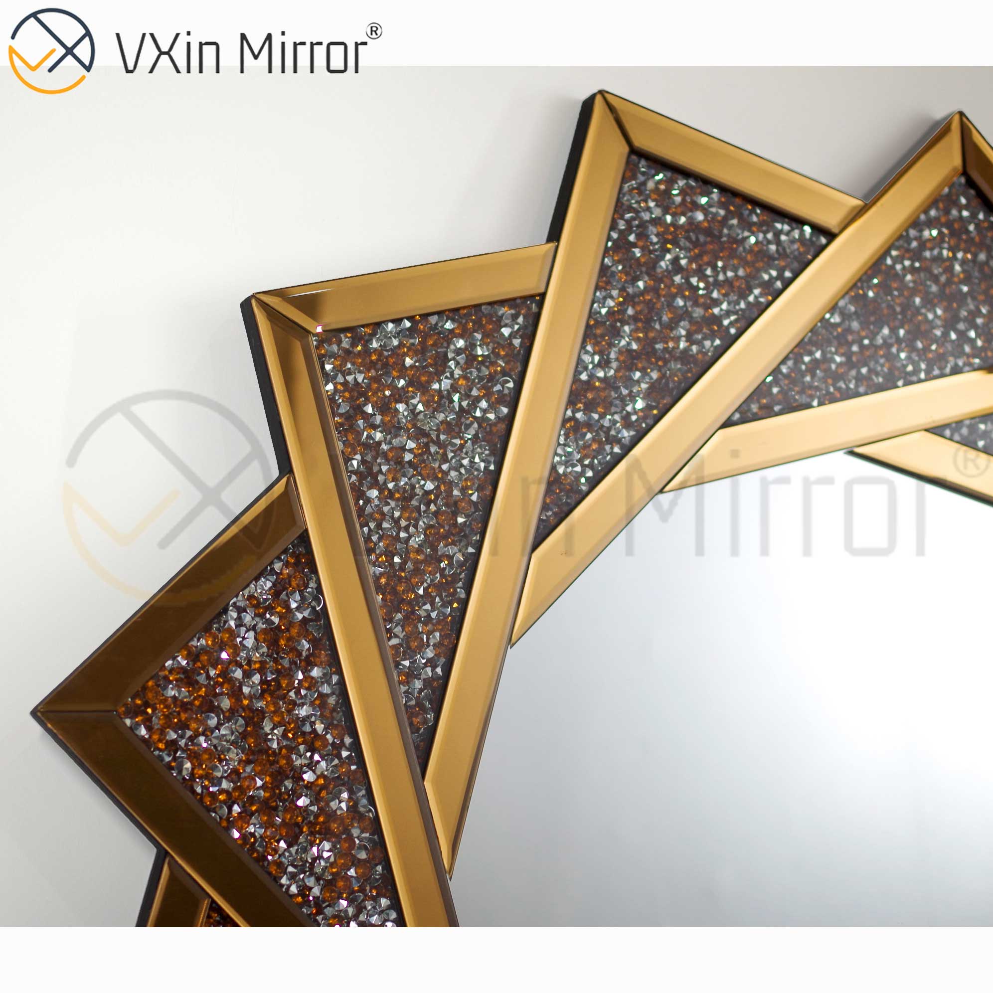 Venda imperdível VXin WXM-1779 moderno cristal prata diamante esmagado espelho pendurado na parede