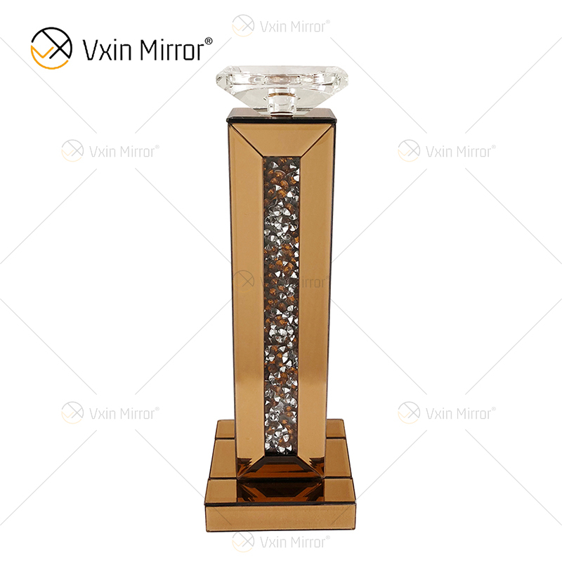 Nome personalizável moderno elegante WXP-002 prata esmagado diamante espelho castiçal