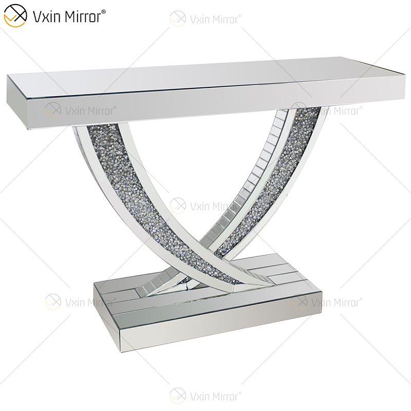 WXWF-513 Preço de Fábrica Atacado Art Déco Antigo Com Vidro Curvo Mesa Console