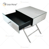 Mesa de cabeceira de cristal para móveis de aço inoxidável prata moderna WXF-046 com 1 gavetas mesa de cabeceira espelhada