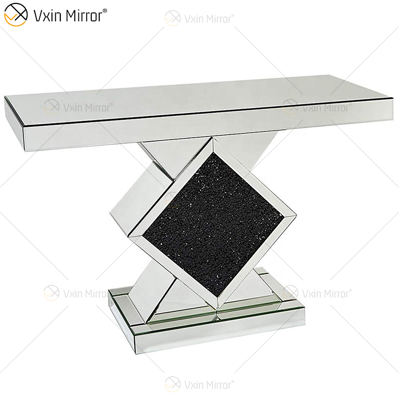 China fornecimento de alta qualidade barato luxo elegante cristal diamante esmagado mesa de console espelhada para móveis de sala de estar WXF-506
