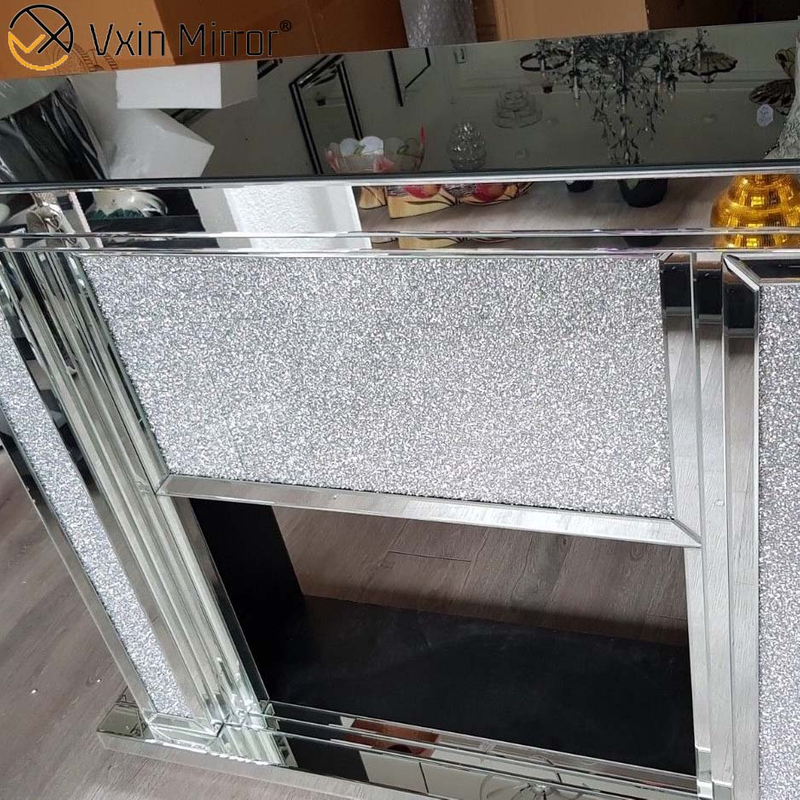 Espelho Vxin WXWF-1105 Elegante LED Cristal Esmagado Lareira Espelho Diamante