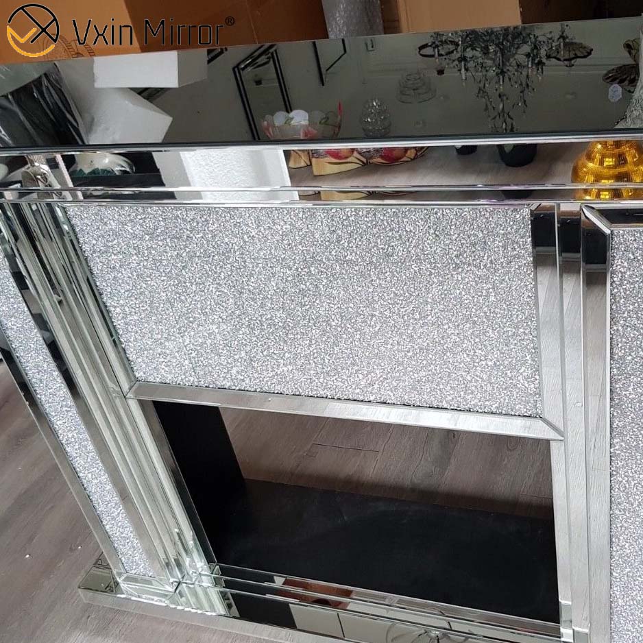 Espelho Vxin WXWF-1105 Elegante LED Cristal Esmagado Lareira Espelho Diamante