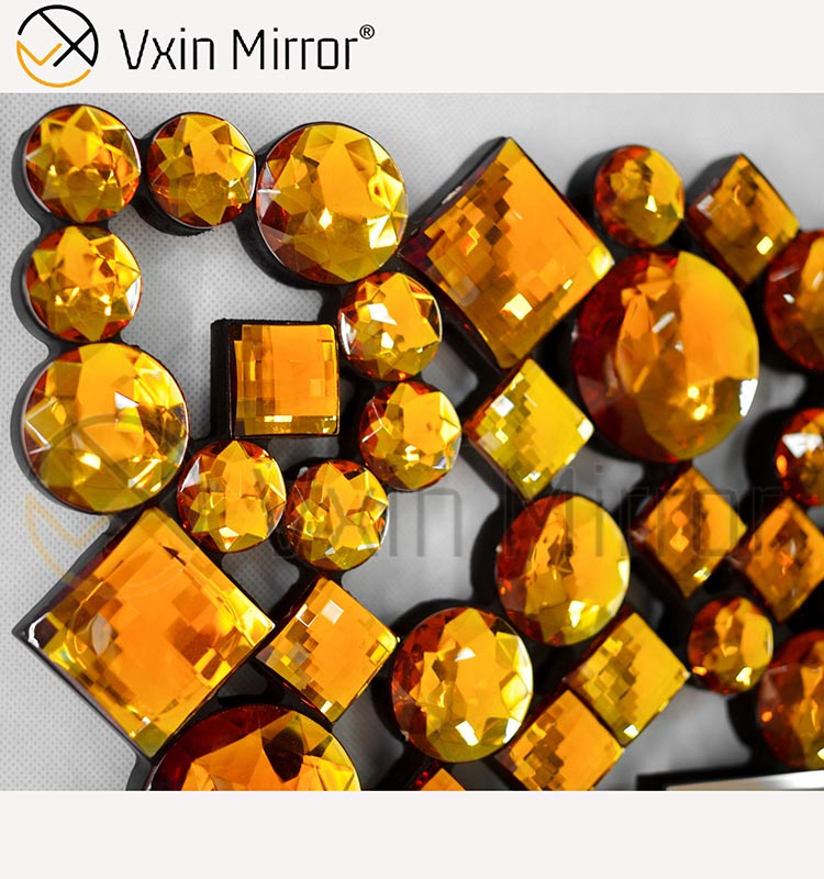 Espelho de parede marrom barato WXM-1051 de alta qualidade para decoração de parede de cristal
