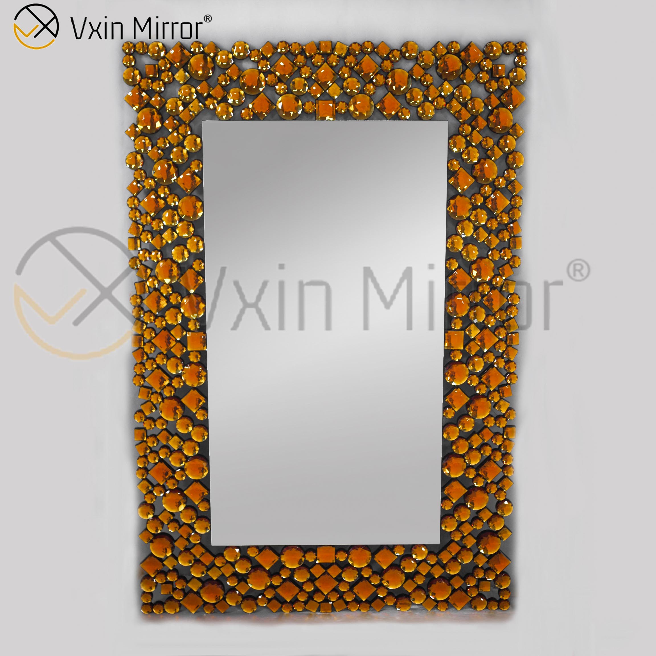 Alta qualidade prata marrom 2 cores decoração de parede WXM-1051 prata grande espelho de parede de cristal