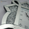 Pacote de teste Novo design WXC-083 Moderno Prata Esmagado Diamante 3D Relógio Espelhado de Parede